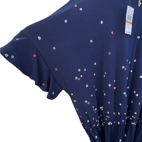 MICHAEL KORS Belted Floral Bell Sleeve V Neck Wide Leg Evening Jumpsuit Size 3X - Picture 3 of 9